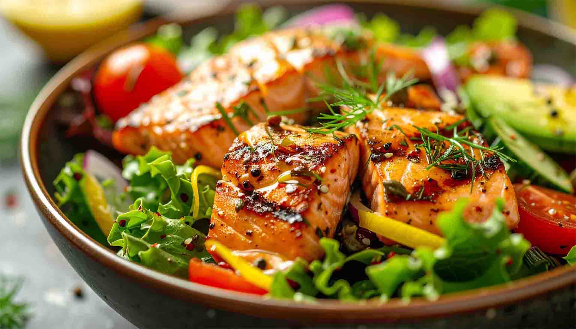Insalata Di Salmone mit Rucola, Kirschtomaten und Zitronenscheiben